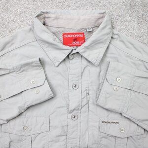 Craghoppers Shirt Mens XL EUR 56 Noslife Gray Ripstop Fishing Insect Shield L/S